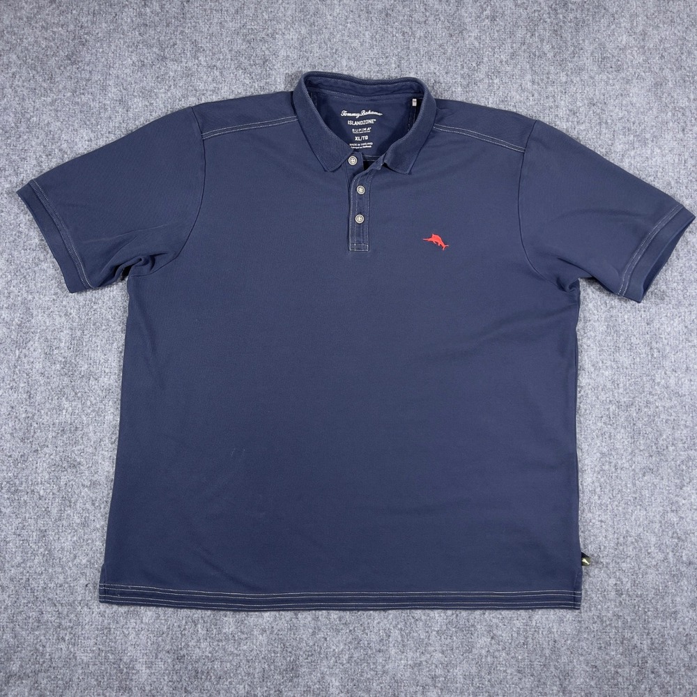 Tommy Bahama Polo Shirt Mens XL Blue IslandZone Supima Cotton Short Sleeve